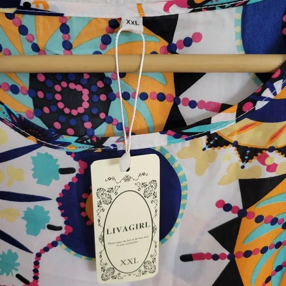 Livagirl Multicolor Short Sleeve Blouse  *NWT* Size XXL - Picture 3 of 11